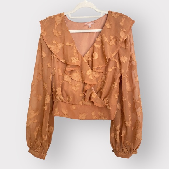 GUC Womens Copper Blouse with Floral Detail | Medium - Picture 1 of 3